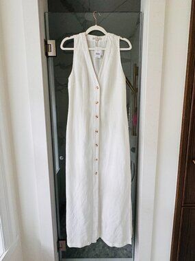 Onia Textured Linen Sweater Scoop Maxi Dress - White